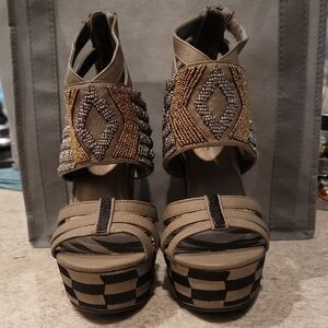 Embellished Strappy Platform Sandals